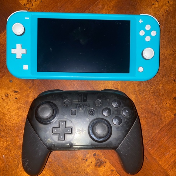 Nintendo switch lite teal color and black pro controller 128gb addition - Picture 2 of 2